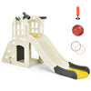 6-In-1 Large Slide for Kids Freestanding Toddler Climber Slide Playset with Basketball Hoop & Ring Toss