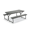 6FT Outdoor Picnic Table Bench Set All-Weather Heavy-Duty HDPE Picnic Table for 6-8 Person with Umbrella Hole, 2 Benches, 2550LBS Capacity