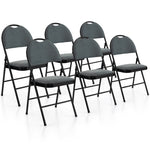 Padded Folding Chairs 6-Pack Portable Fabric Dining Chairs Office Guest Chairs Wedding Party Chairs with Upholstered Seat & Handle Hole