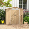 6 x 4 FT Outdoor Storage Shed Galvanized Steel Garden Tool Shed with Lockable Double Sliding Door