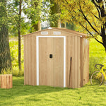 6 x 4 FT Outdoor Storage Shed Galvanized Steel Garden Tool Shed with Lockable Double Sliding Door