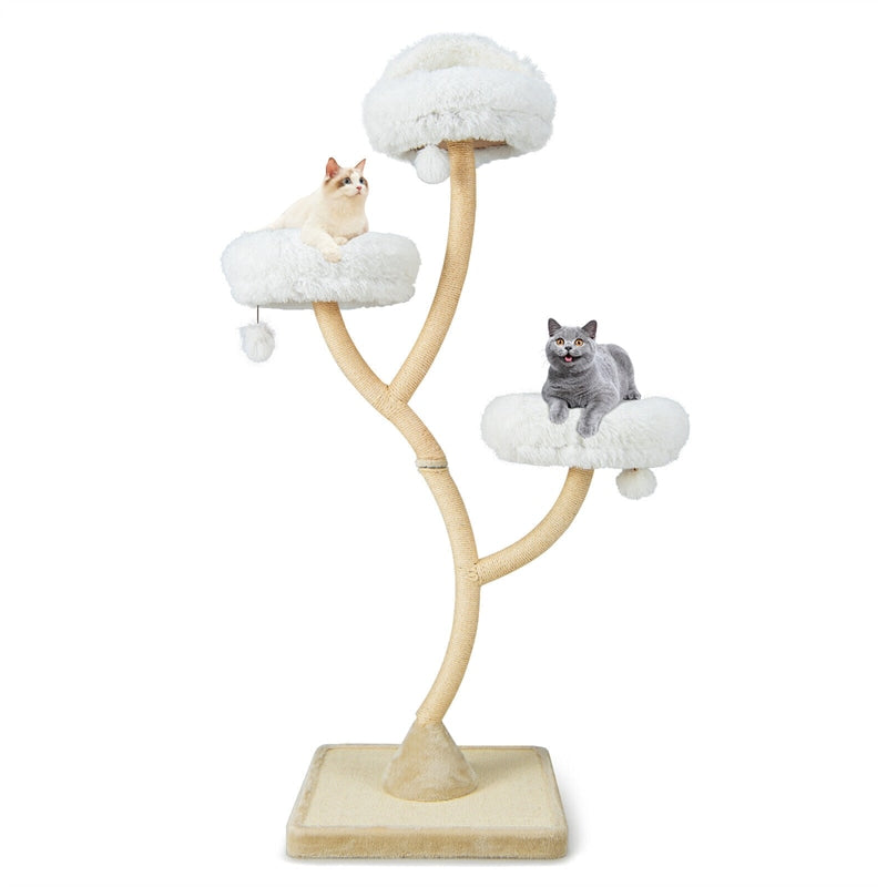 70" Tall Cat Tree Multi-Level Large Cat Tower with 3 Warm Perches, Scratching Posts, Board & 3 Jingling Balls for Large Cats Indoors