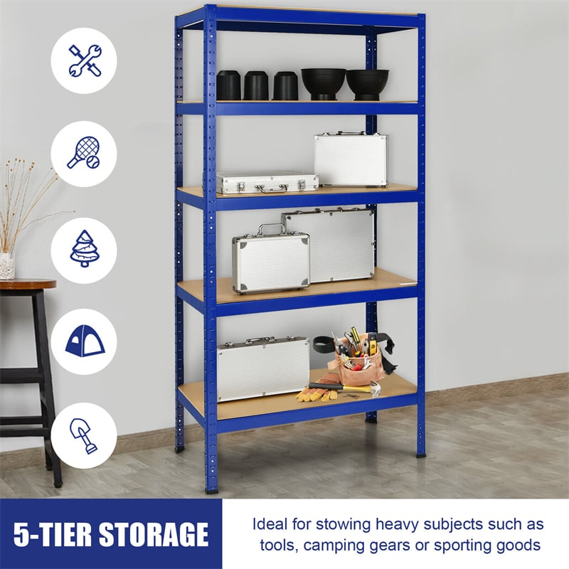 72" Heavy Duty Shelving Unit 5-Tier Adjustable Garage Storage Shelves 2925LBS Open Display Rack For Home Office Dormitory