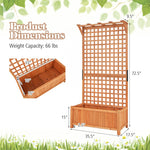 72.5" Raised Garden Bed Freestanding Wood Planter Box with Trellis & Roof for Plant Flower Climbing Pot Hanging