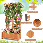 72.5" Raised Garden Bed Freestanding Wood Planter Box with Trellis & Roof for Plant Flower Climbing Pot Hanging