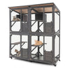 72" Tall Catio Outdoor Cat Enclosure Large Wooden Cat House Walk-in Cat Condo Cage Kitten Playpen on Wheels with Weatherproof Asphalt Roof