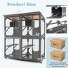 72" Tall Catio Outdoor Cat Enclosure Large Wooden Cat House Walk-in Cat Condo Cage Kitten Playpen on Wheels with Weatherproof Asphalt Roof