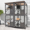 72" Tall Catio Outdoor Cat Enclosure Large Wooden Cat House Walk-in Cat Condo Cage Kitten Playpen on Wheels with Weatherproof Asphalt Roof