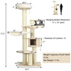 77.5" Tall Modern Cat Tree Multi-Level Large Cat Tower with Cat Condo, Hammocks, Hanging Basket, Scratching Post & Removable Pads