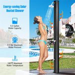 7.2FT Outdoor Shower 9.3 Gallon Solar Heated Shower with 360° Swivel Shower Head & Foot Shower, Pool Spa Solar Shower for Garden Poolside Beach Yard