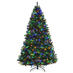 7.5FT Pre-Lit Artificial Christmas Tree Premium Spruce Xmas Tree with 550 Multicolor Lights & Metal Stand