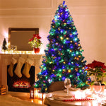 7.5FT Pre-Lit Artificial Christmas Tree Premium Spruce Xmas Tree with 550 Multicolor Lights & Metal Stand