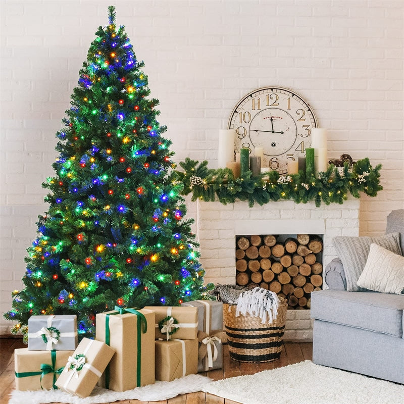 7.5FT Pre-Lit Artificial Christmas Tree Premium Spruce Xmas Tree with 550 Multicolor Lights & Metal Stand