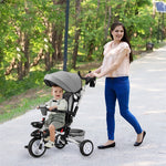 7 in 1 Folding Baby Tricycle Toddler Bike Stroller with Adjustable Canopy, Removable Push Handle, Rotatable Seat