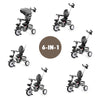 7 in 1 Folding Baby Tricycle Toddler Bike Stroller with Adjustable Canopy, Removable Push Handle, Rotatable Seat