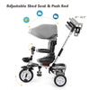 7 in 1 Folding Baby Tricycle Toddler Bike Stroller with Adjustable Canopy, Removable Push Handle, Rotatable Seat