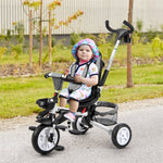 7 in 1 Folding Baby Tricycle Toddler Bike Stroller with Adjustable Canopy, Removable Push Handle, Rotatable Seat