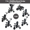 7 in 1 Folding Baby Tricycle Toddler Bike Stroller with Adjustable Canopy, Removable Push Handle, Rotatable Seat