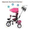 7 in 1 Folding Baby Tricycle Toddler Bike Stroller with Adjustable Canopy, Removable Push Handle, Rotatable Seat