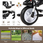 7 in 1 Folding Baby Tricycle Toddler Bike Stroller with Adjustable Canopy, Removable Push Handle, Rotatable Seat