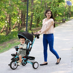 7 in 1 Folding Baby Tricycle Toddler Bike Stroller with Adjustable Canopy, Removable Push Handle, Rotatable Seat