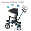 7 in 1 Folding Baby Tricycle Toddler Bike Stroller with Adjustable Canopy, Removable Push Handle, Rotatable Seat