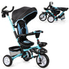 7 in 1 Folding Baby Tricycle Toddler Bike Stroller with Adjustable Canopy, Removable Push Handle, Rotatable Seat