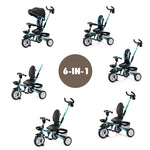 7 in 1 Folding Baby Tricycle Toddler Bike Stroller with Adjustable Canopy, Removable Push Handle, Rotatable Seat