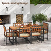 7 Pieces Patio Dining Set Outdoor Acacia Wood Dining Table Chairs with Soft Cushions & 1.96" Umbrella Hole for Garden Backyard