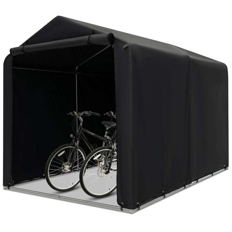 7' x 5.2' Heavy Duty Storage Shelter Outdoor Bike Storage Tent Portable Garden Shed with Waterproof Cover & Roll-up Zipper Door