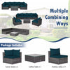 7 Piece Outdoor PE Rattan Sectional Sofa Set Modular Patio Furniture Set with Seat & Back Cushions, 2 Throw Pillows, Coffee Table