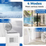 8000BTU Portable Air Conditioner 3-in-1 Quiet AC Unit with Fan, Dehumidifier, Smart Sleep Mode, Remote Control, Window Installation Kit