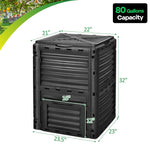 80 Gallon Outdoor Compost Bin Garden Fertilizer Barrel Grass Food Trash Composter Barrel with Top Flip Latch-on Lid & Bottom Exit Door