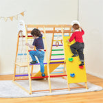 8-in-1 Wooden Montessori Climbing Toys Indoor Jungle Gym with Slide, Gymnastic Rings, Toddler Playground Climber Climber