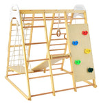 8-in-1 Wooden Montessori Climbing Toys Indoor Jungle Gym with Slide, Gymnastic Rings, Toddler Playground Climber Climber