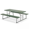 6FT Folding Picnic Table Bench Set 8 Person Large Outdoor Picnic Table with Umbrella Hole, All-Weather HDPE Tabletop & 2 Built-in Benches