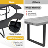 8 Person Picnic Table Bench Set Outdoor HDPE Round Table Metal Frame with 4 Built-in Benches & Umbrella Hole