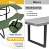 8 Person Picnic Table Bench Set Outdoor HDPE Round Table Metal Frame with 4 Built-in Benches & Umbrella Hole