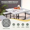 8 Person Picnic Table Bench Set Metal Frame Outdoor HDPE Square Picnic Table with 4 Built-in Benches & Umbrella Hole for Garden Backyard