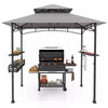 8 x 5Ft Grill Gazebo 2-Tier Canopy Outdoor Barbecue Gazebo with 2 Shelves & Storage Baskets for Backyard Garden Poolside