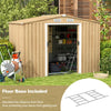 8' x 6' Woodgrain Outdoor Storage Shed Galvanized Steel Garden Tool Shed with Base Floor & Lockable Double Sliding Door