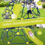 8FT Climbing Dome with Slide, 2-in-1 Geometric Dome Climber Indoor Outdoor Jungle Gym Monkey Bar Climbing Toys for Kids & Toddlers