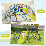 8FT Climbing Dome with Slide, 2-in-1 Geometric Dome Climber Indoor Outdoor Jungle Gym Monkey Bar Climbing Toys for Kids & Toddlers