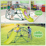 8FT Climbing Dome with Slide, 2-in-1 Geometric Dome Climber Indoor Outdoor Jungle Gym Monkey Bar Climbing Toys for Kids & Toddlers