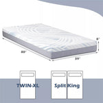 8" Twin XL Adjustable Bed Mattress Gel Infused Memory Foam Mattress with Jacquard Cover, 3D CNC Cutting & Bamboo Charcoal Memory Foam