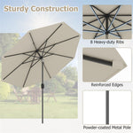 9FT Patio Umbrella Auto Tilt Market Umbrella with Crank & 8 Sturdy Steel Ribs, Outdoor Table Umbrella for Garden Yard Beach Deck