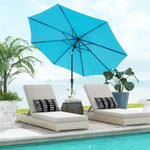 9FT Patio Umbrella Auto Tilt Market Umbrella with Crank & 8 Sturdy Steel Ribs, Outdoor Table Umbrella for Garden Yard Beach Deck