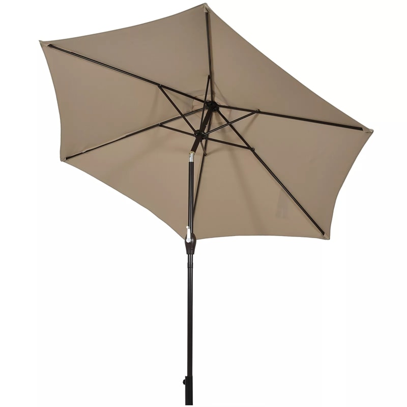 9FT Patio Umbrella Auto Tilt Market Umbrella with Crank & 8 Sturdy Steel Ribs, Outdoor Table Umbrella for Garden Yard Beach Deck