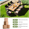 9 Piece Outdoor Rattan Patio Dining Set Acacia Wood Table Top Garden Dining Set with 8 Stackable Wicker Patio Chairs & Cushions