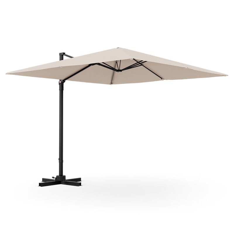 9.5FT Square 2-Tier Cantilever Umbrella Heavy Duty Offset Hanging Patio Umbrella with 360° Rotation & Cross Base